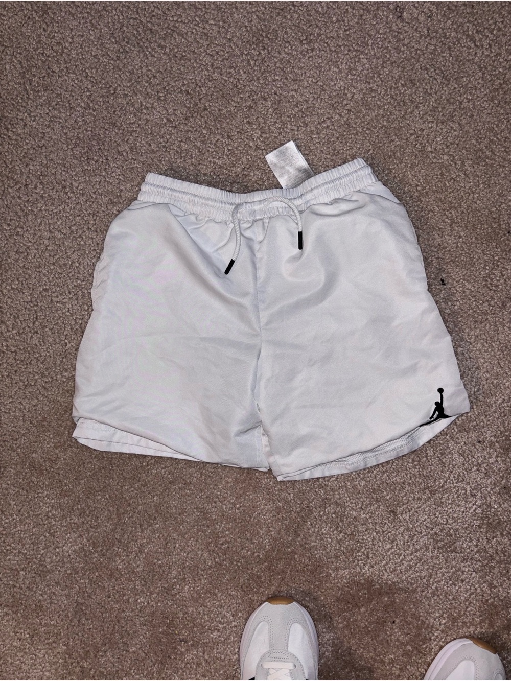 Jordan White Men's Athletic Shorts with Black Jumpman